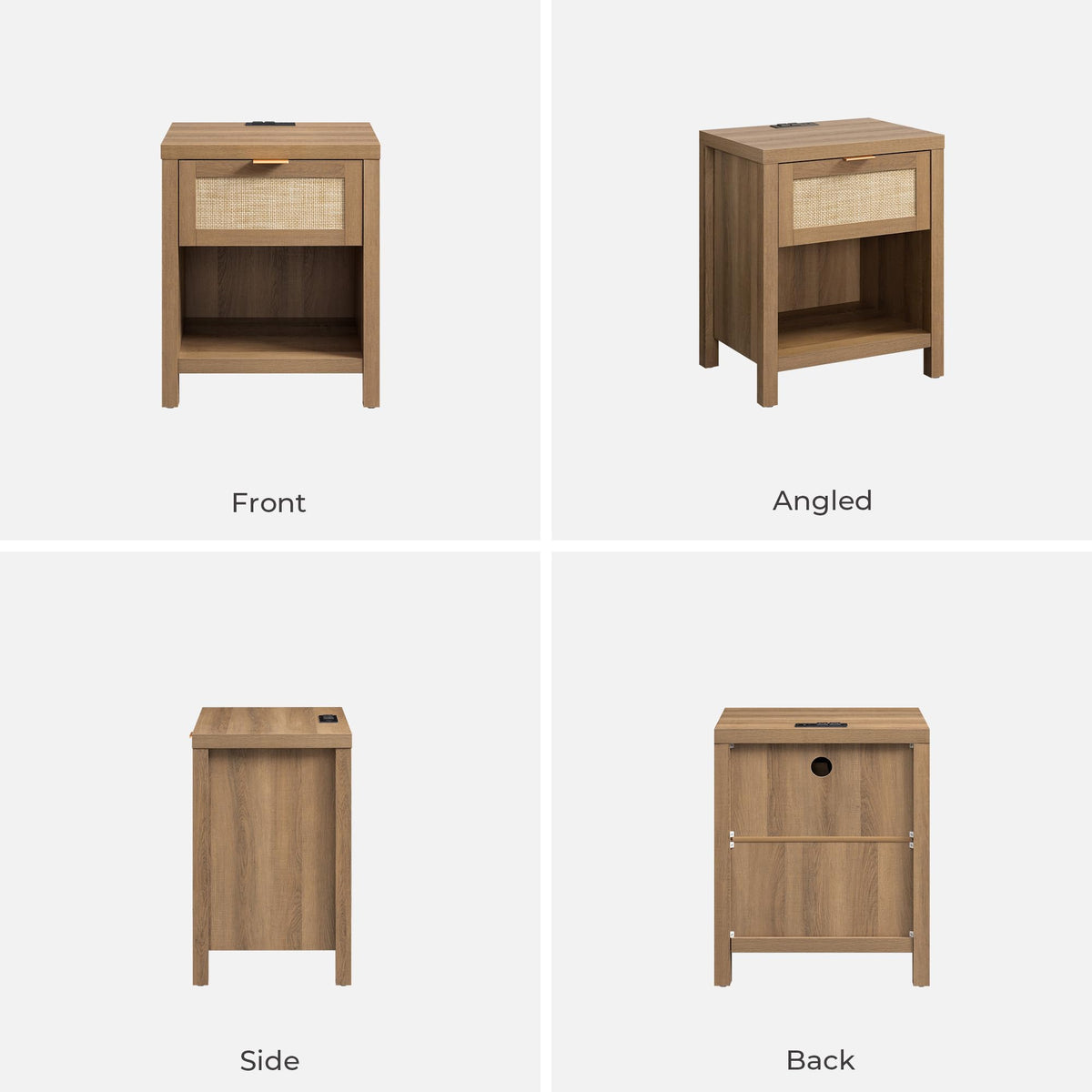 Rattan Night Stand with Charging Station P1638