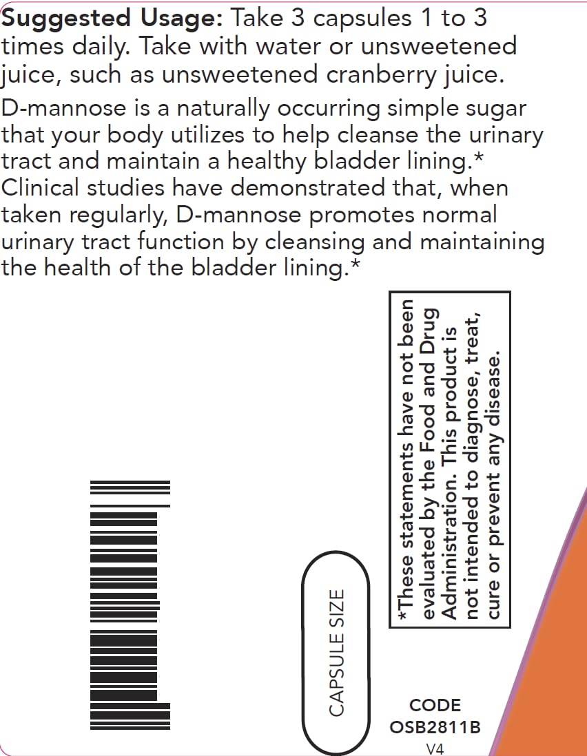 D-Mannose 500 mg 300 Capsules Vegan Supplement J2532