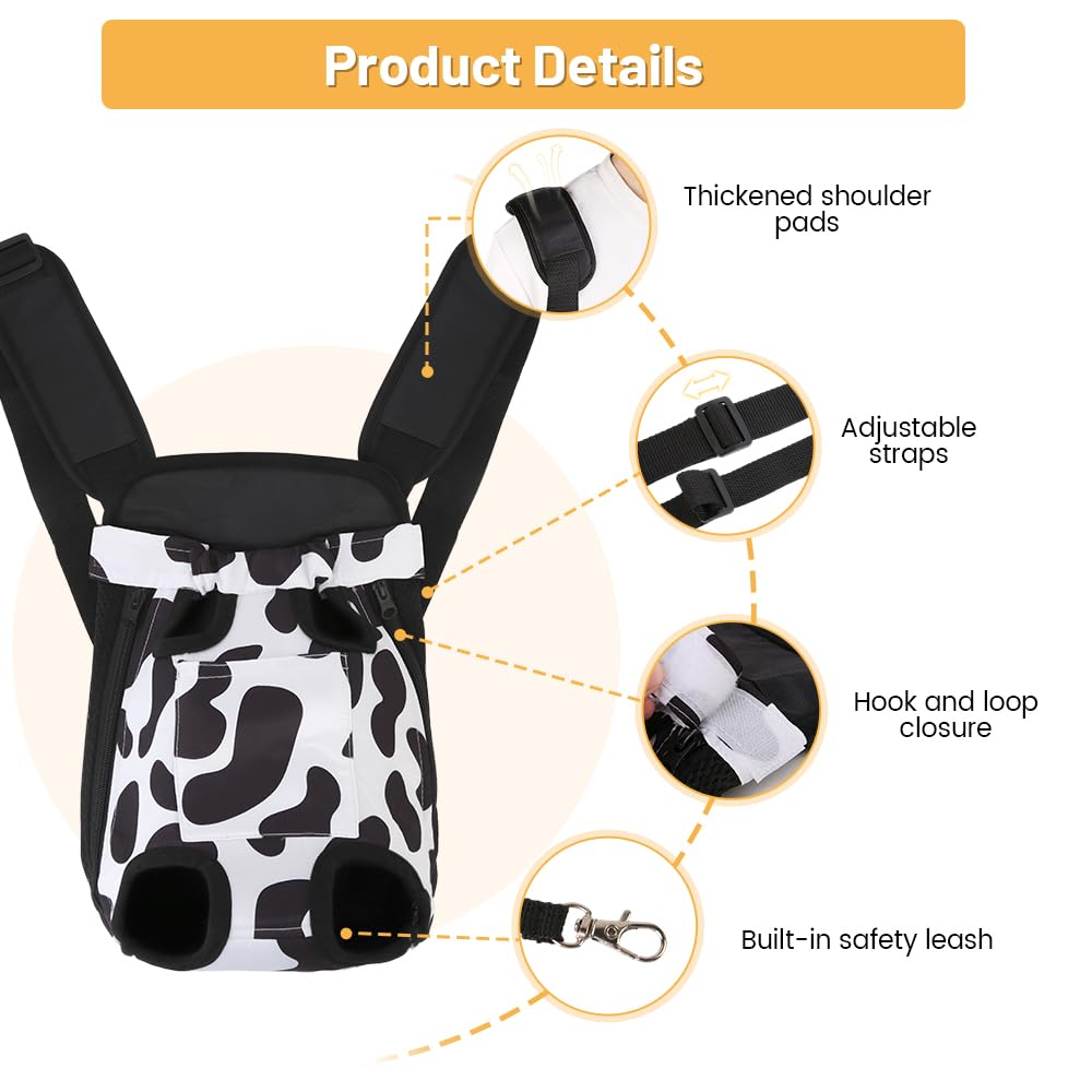 Adjustable Soft Ventilated Pet Carrier Backpack, 2.5-4 lbs, Cow Print X882