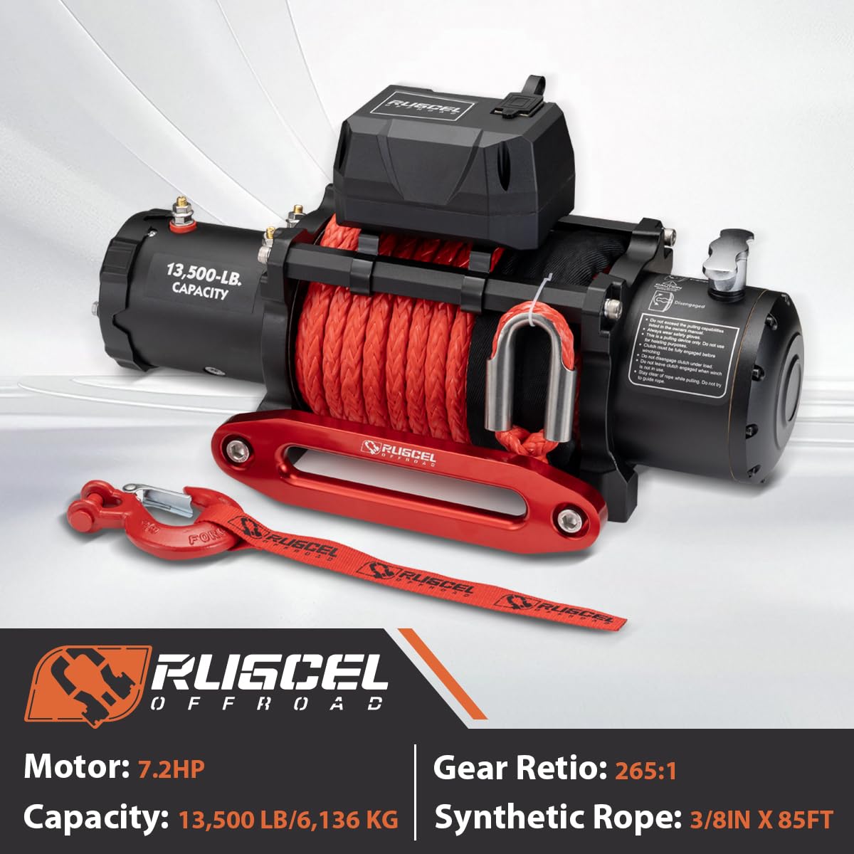 13500lb Waterproof 12V Synthetic Rope Electric Truck Winch H833242