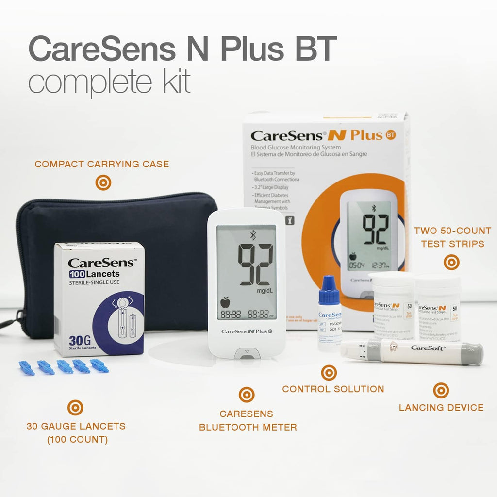 Bluetooth Blood Glucose Monitor Kit with 100 Test Strips and 100 Lancets Y140081