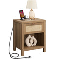 Rattan Night Stand with Charging Station P1638