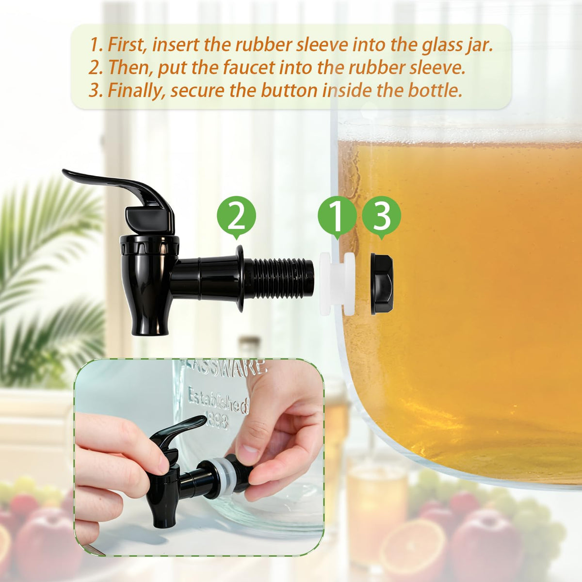 2 Pack 1.5 Gallon Glass Beverage Dispenser with Stand K5370