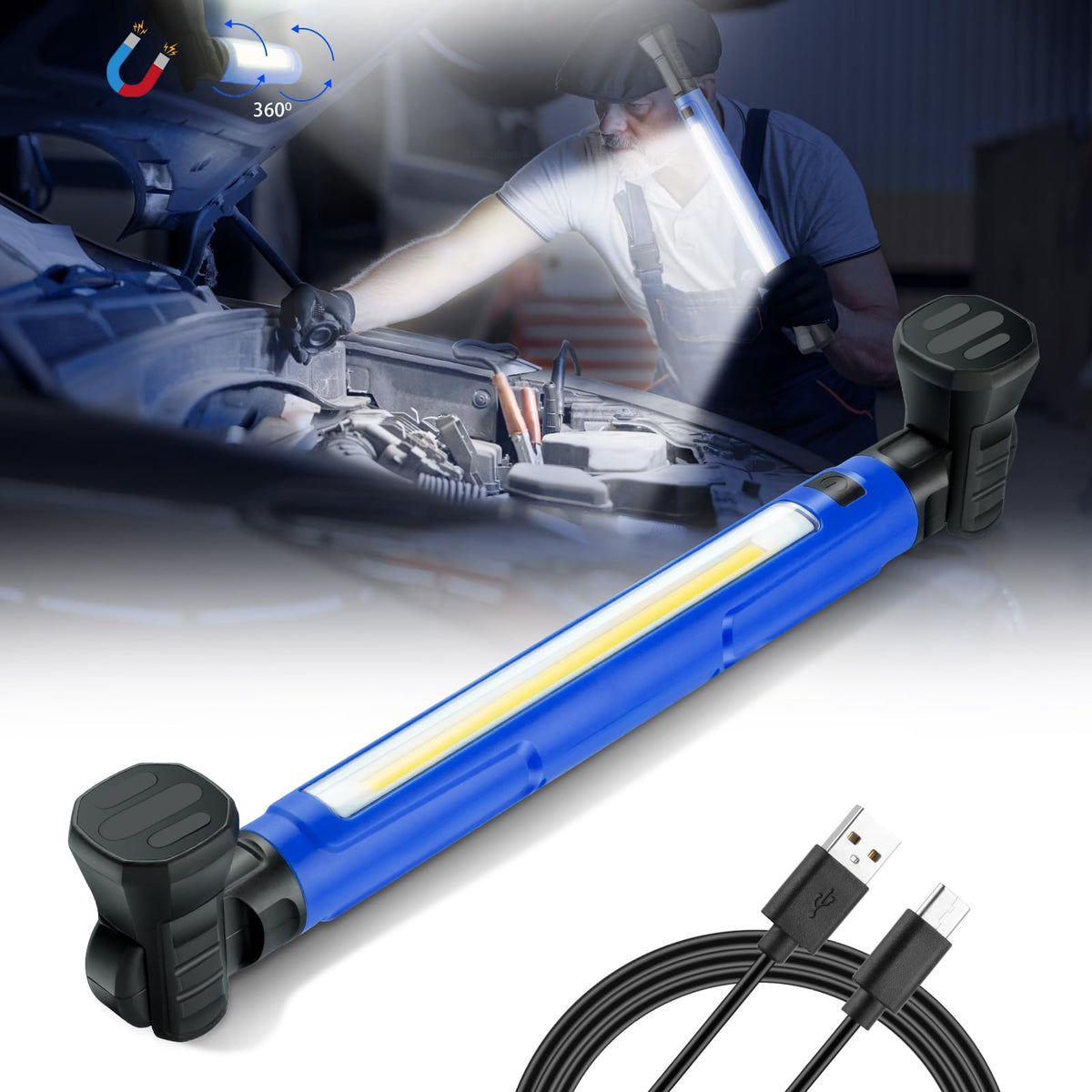 3000LM 5200mAh Rechargeable Magnetic IP54 Waterproof Cordless LED Work Light H521899