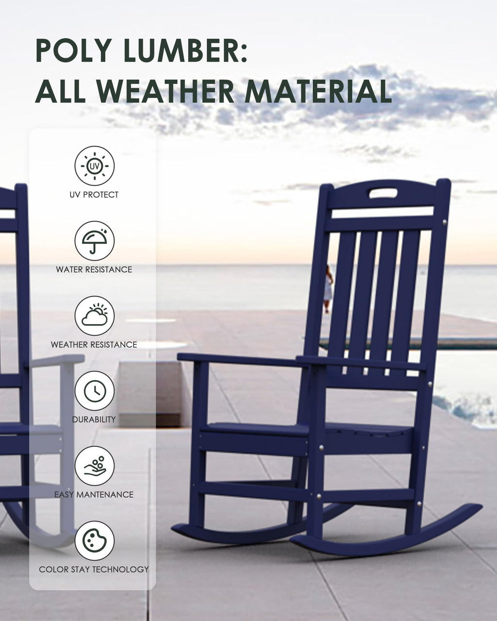 All-Weather Resistant Poly Lumber Rocking Chair J300