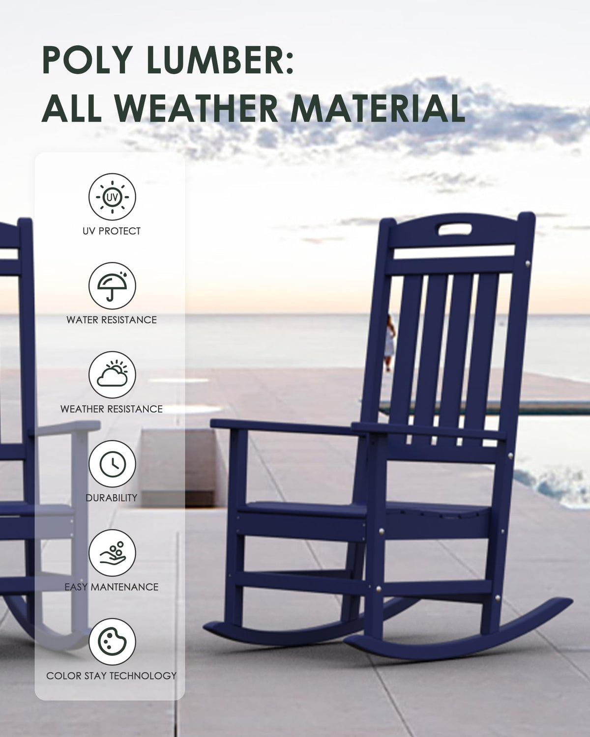 All-Weather Resistant Poly Lumber Rocking Chair J300