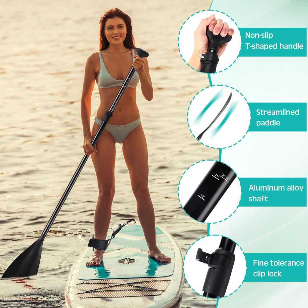 3 Pieces Paddle Board Paddle with Leash Detachable Aluminum Alloy Shaft G53829