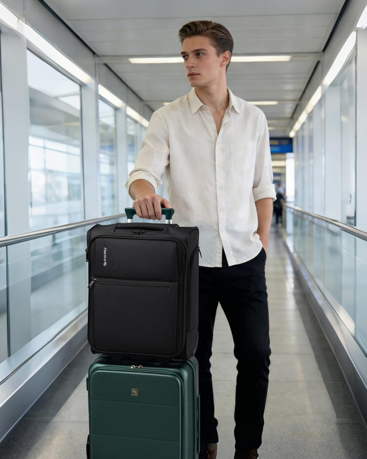 17 Inch Black Underseat Carry On Luggage with Wheels A737