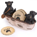 Black Bear Coaster Set with Canoe Holder P544