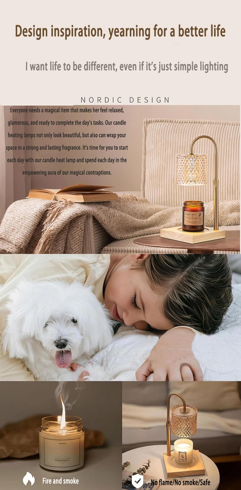 Adjustable Dimmable Candle Warmer Lamp with 2 Bulbs F57396