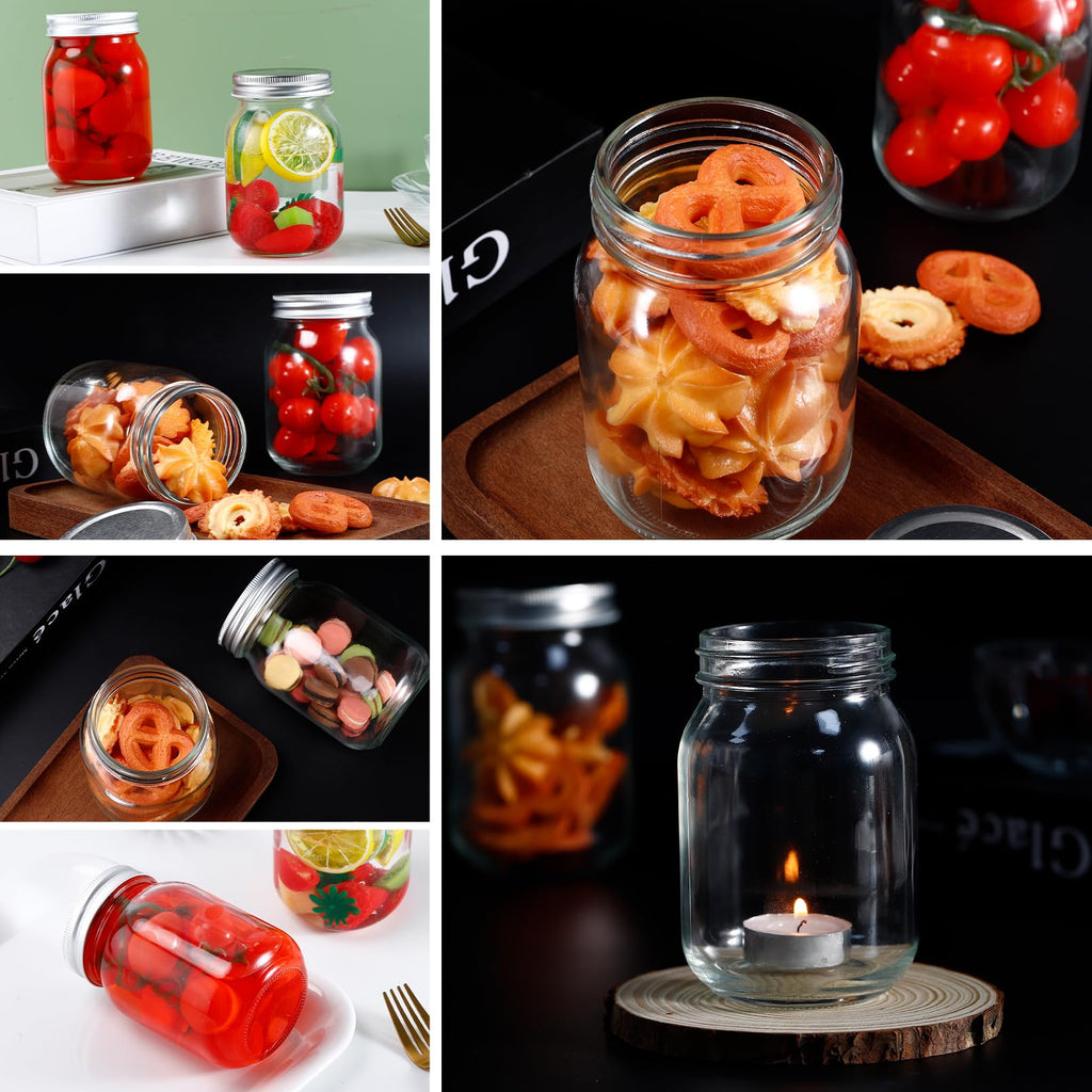 16 Pack 16 Oz Clear Glass Mason Jars V35049