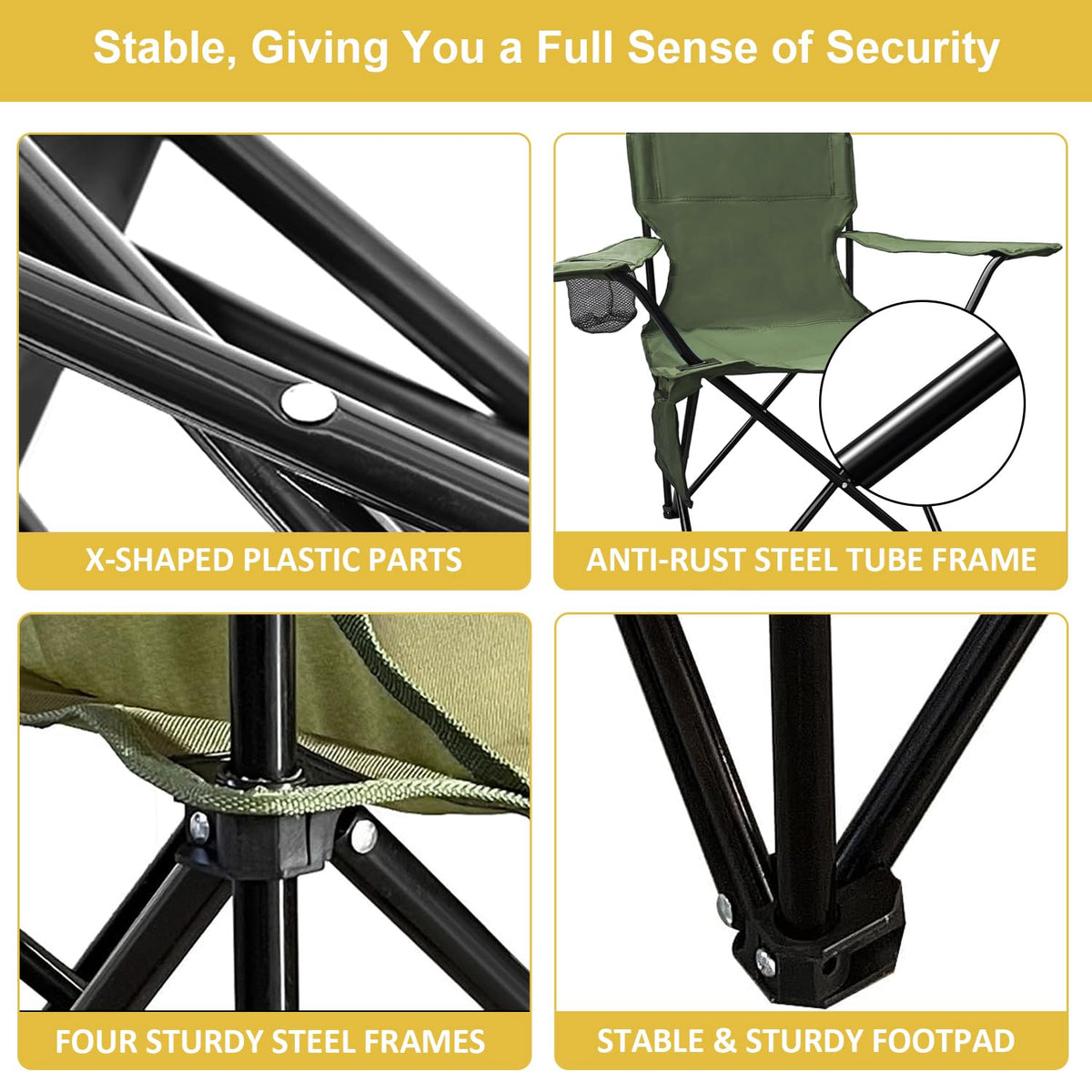 2 Pack Olive Green Portable Folding Camping Chair S722815