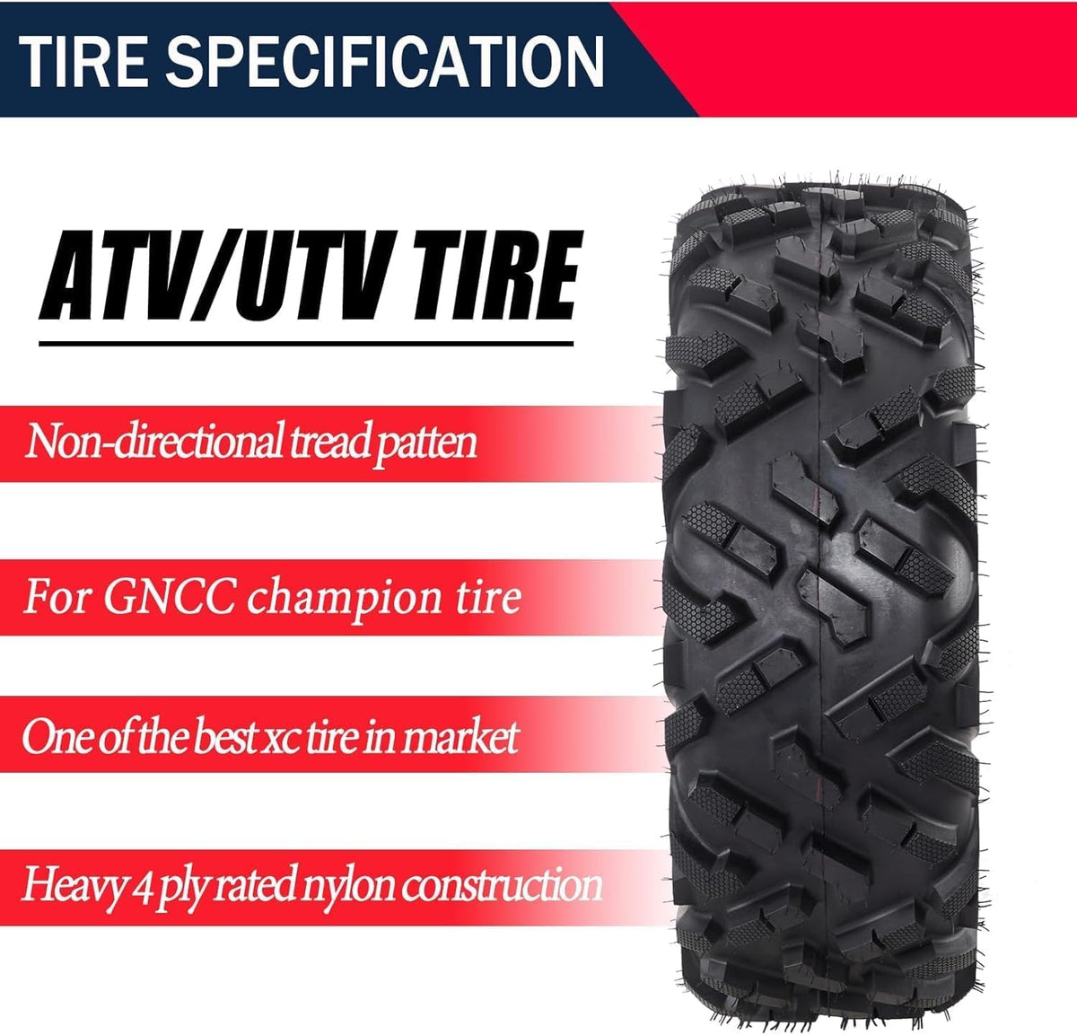 2 Pack 19x7-8 Tubeless All Terrain ATV Tires M91380