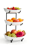 3 Tier Ceramic Fruit Bowl with Metal Stand I5094