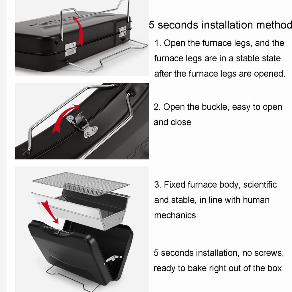 Foldable Portable Stainless Steel Charcoal BBQ Grill P907436