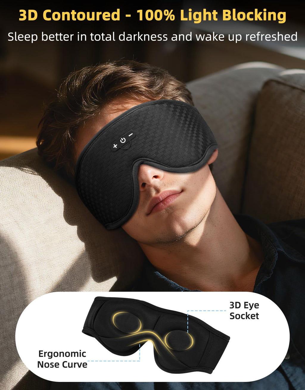 Adjustable Sleep Mask with Bluetooth Headphones M907