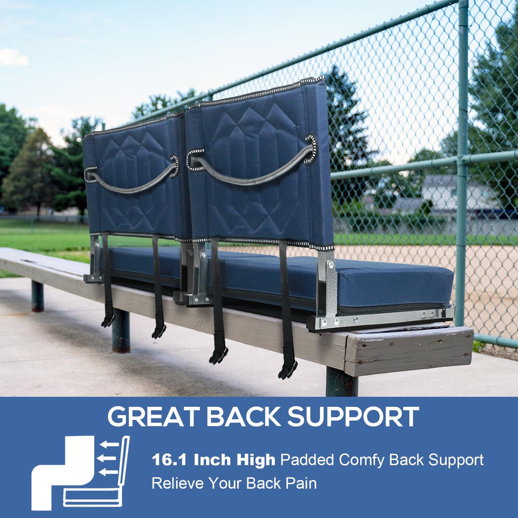 Portable Folding Stadium Seats with Back Support and Cushion, Navy, 2Pack C477188