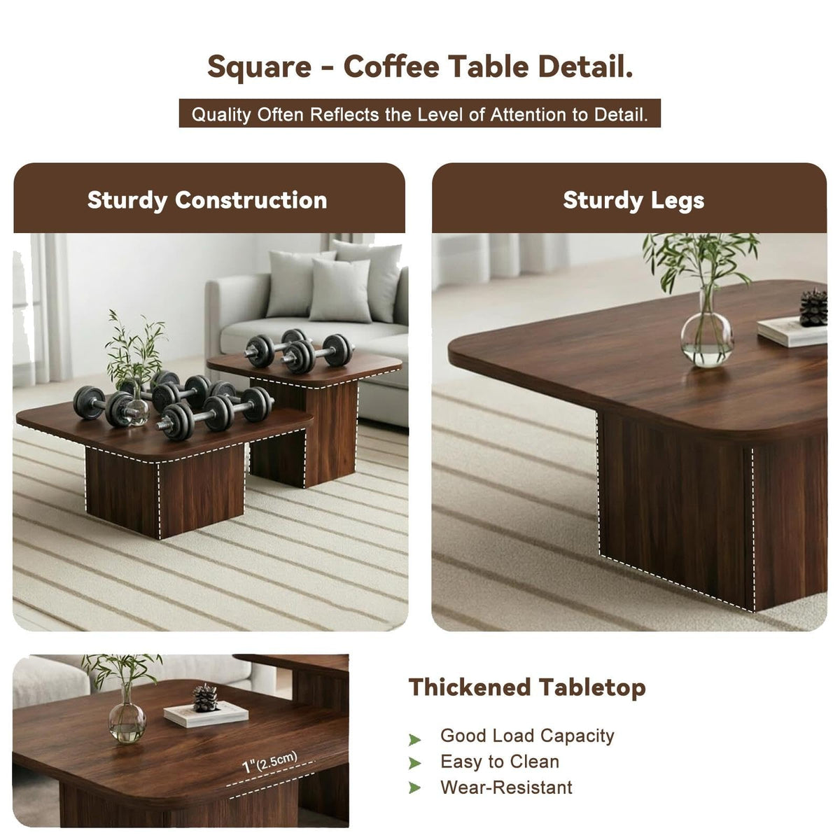Nesting Coffee Tables Set of 2 Wood Square F54641