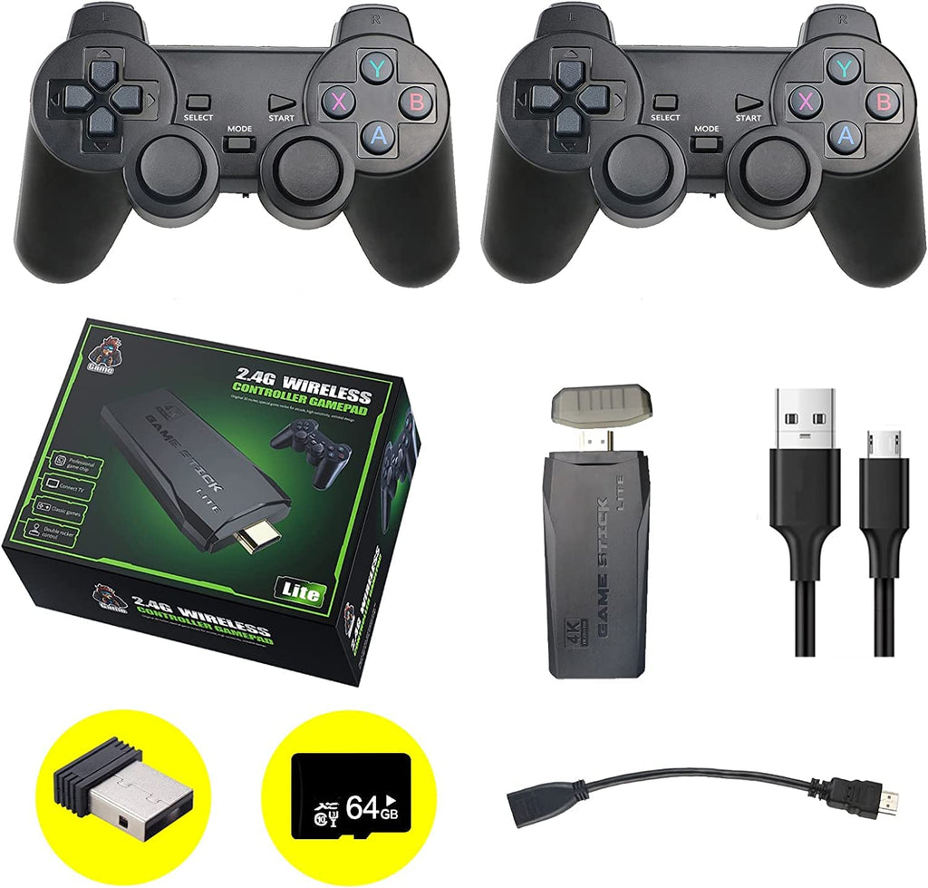 Black Wireless Retro Game Console with 2.4G Controllers I11507