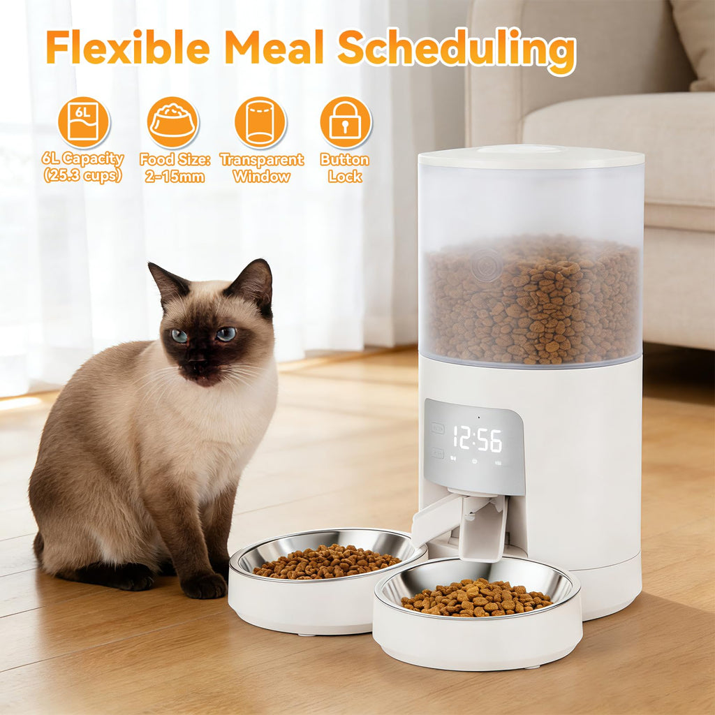 Automatic Cat Feeder 6L White T349917