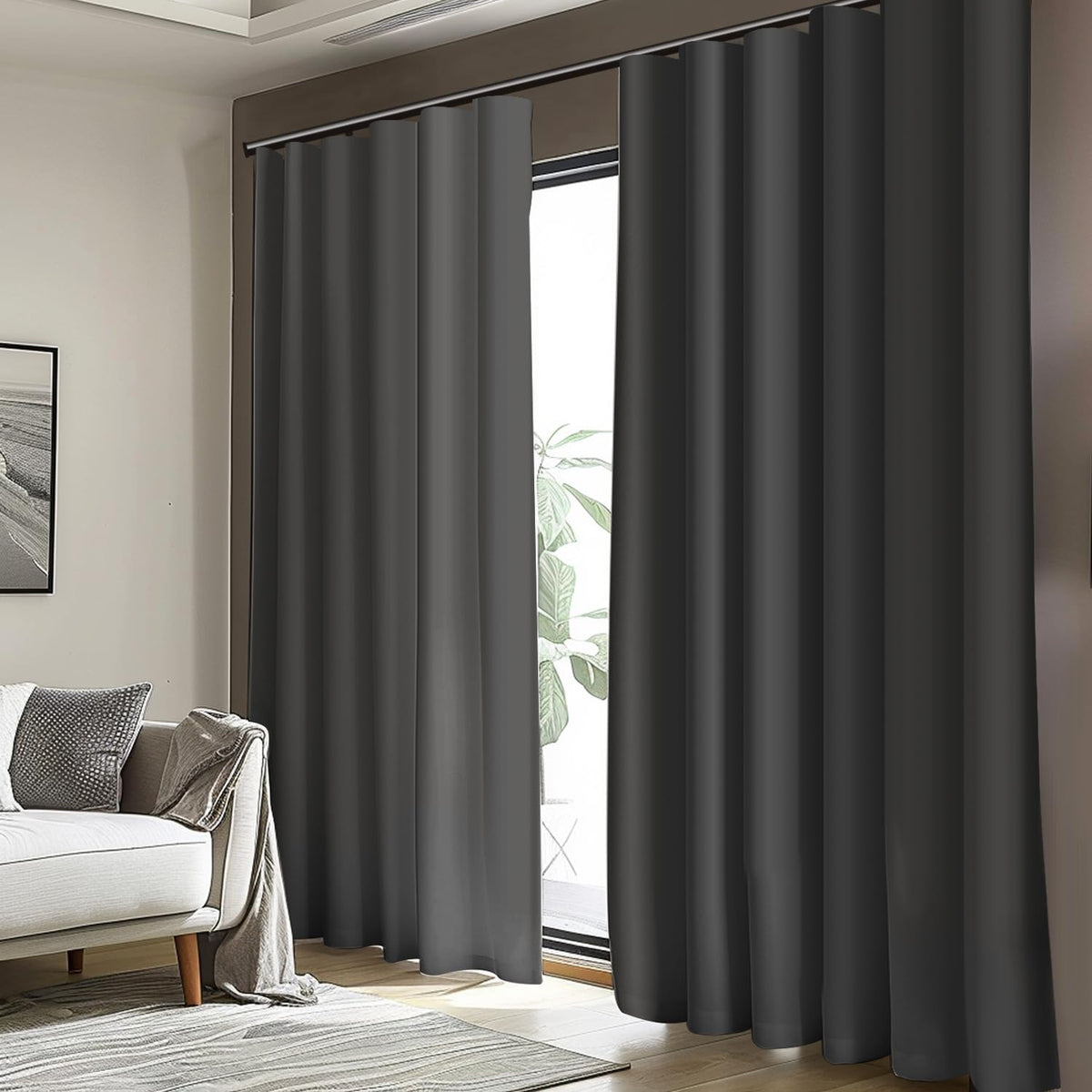 Blackout Room Divider Curtains with Hooks 1 Panel W100 × L84 Inch Black D880621