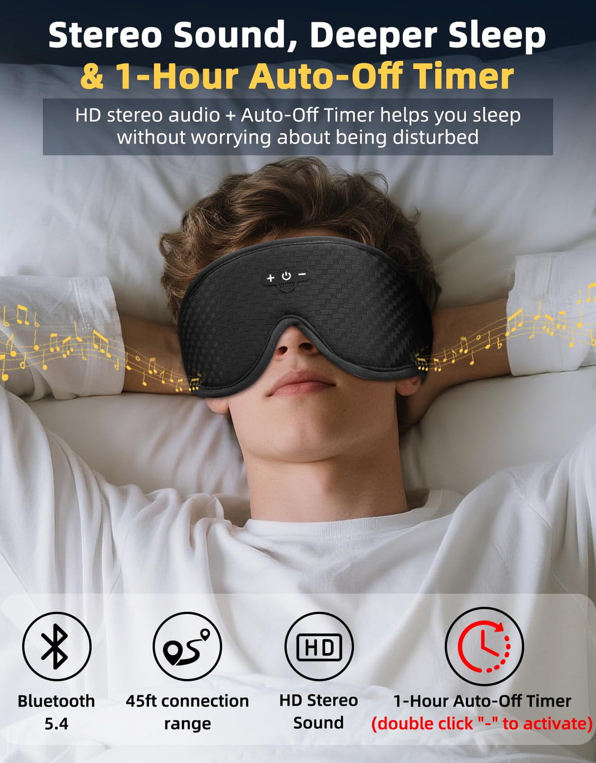 Adjustable Sleep Mask with Bluetooth Headphones M907