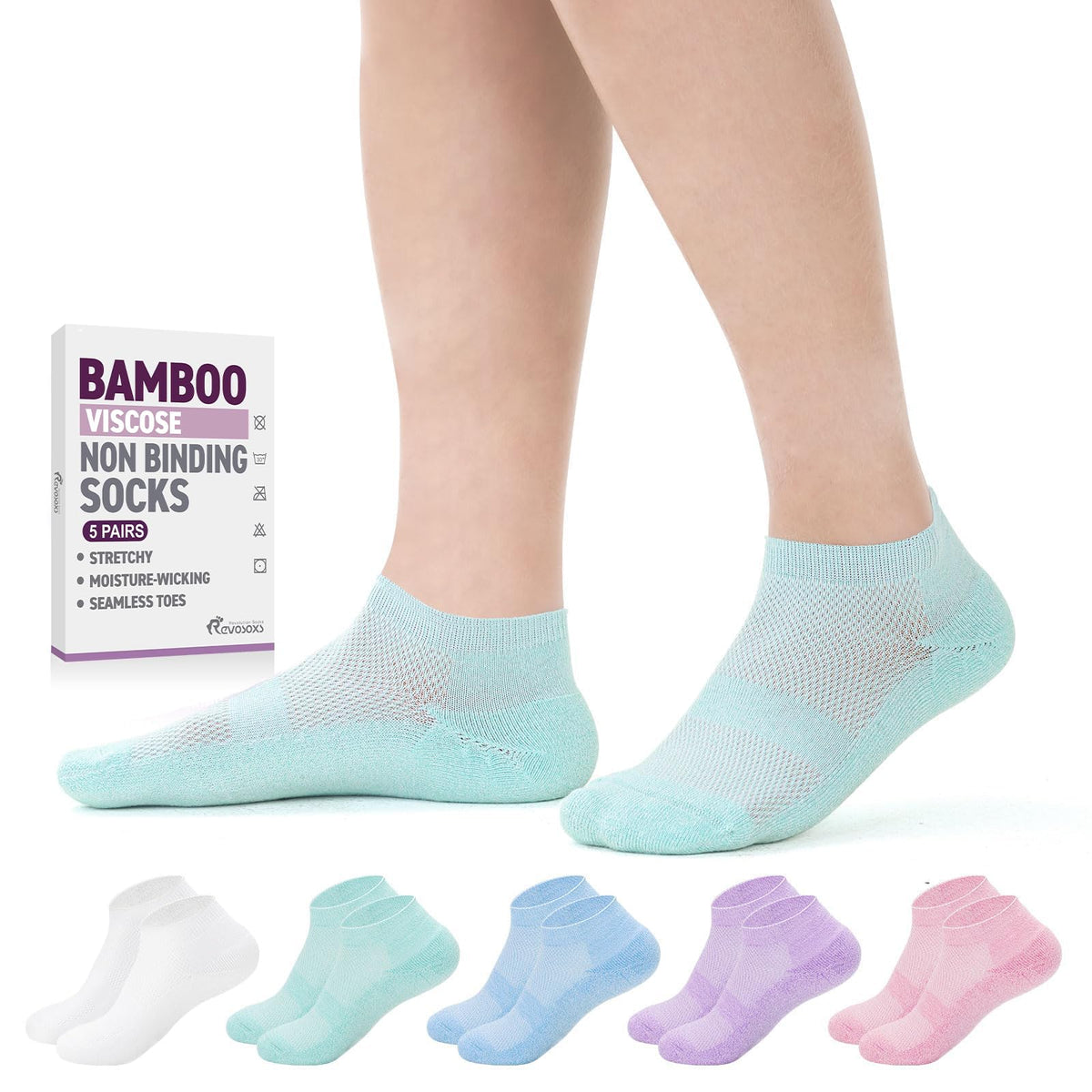 5 Pairs Non-Binding Low Cut Diabetic Socks Size 9-11 P6028