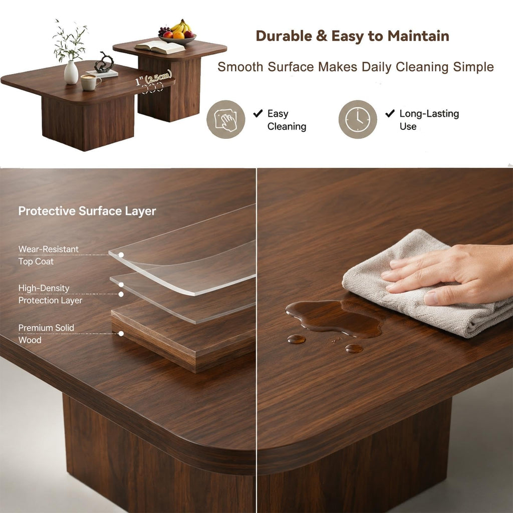 Nesting Coffee Tables Set of 2 Wood Square F54641