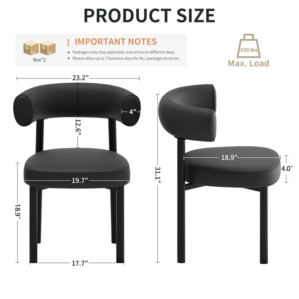 Black Faux Leather Dining Chairs Set of 4 U3270