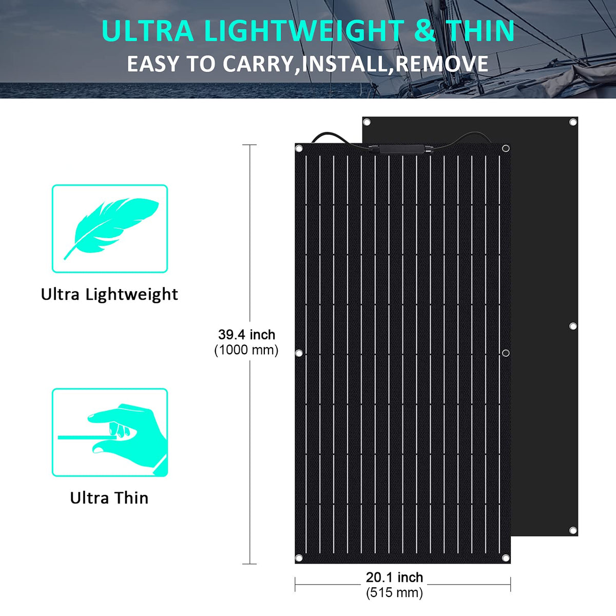100W 12V ETFE Monocrystalline Flexible Solar Panel Kit 30A PWM T4677