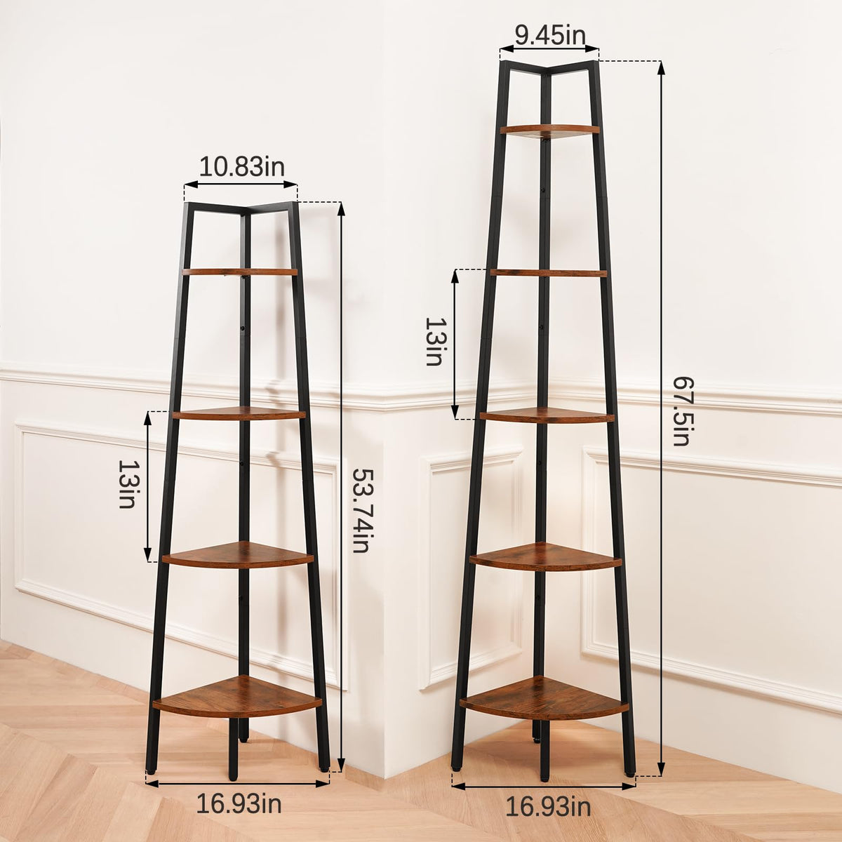 5-Tier Corner Shelf Stand with Metal Frame V631