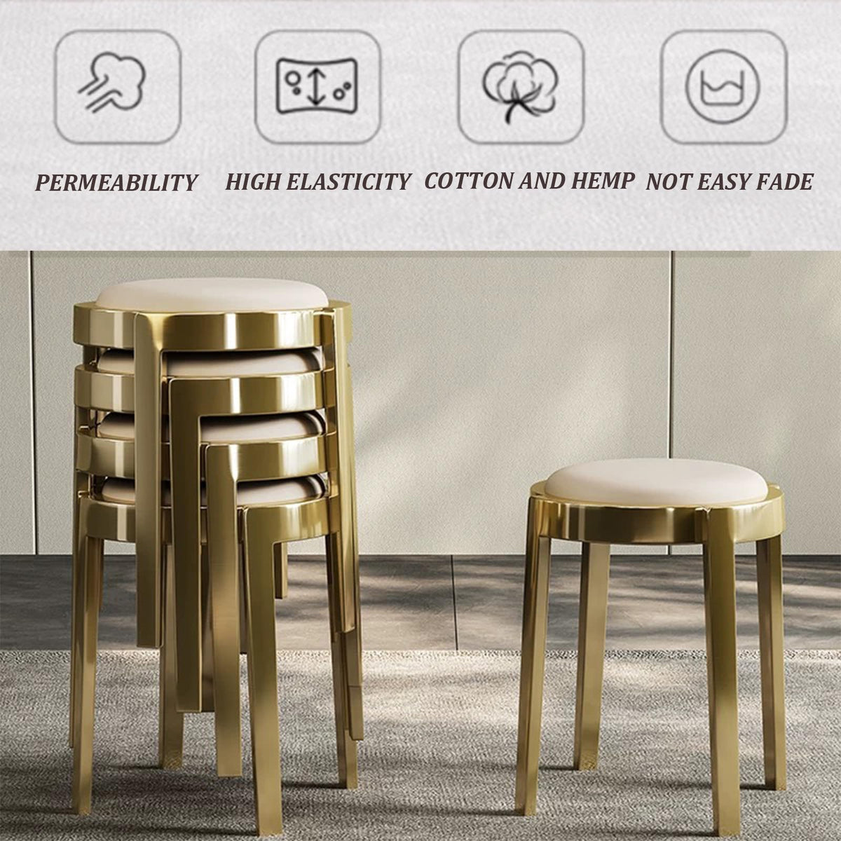 Round Stackable Stainless Steel Microfiber Leather Stools I5828