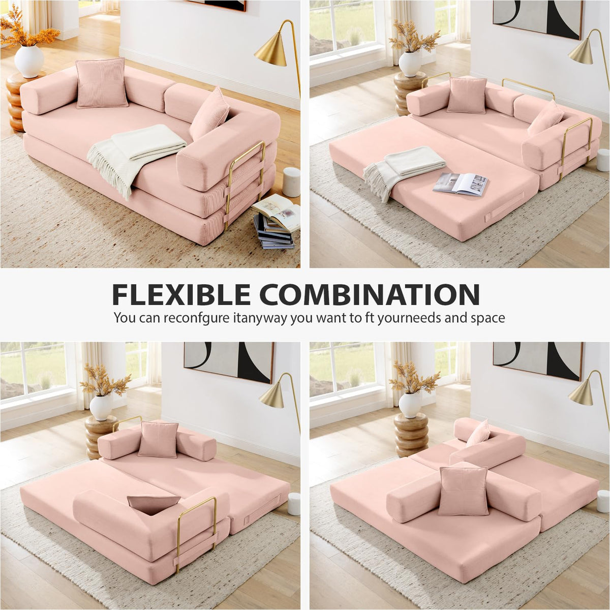 Pink Futon Sleeper Sofa Bed X29546