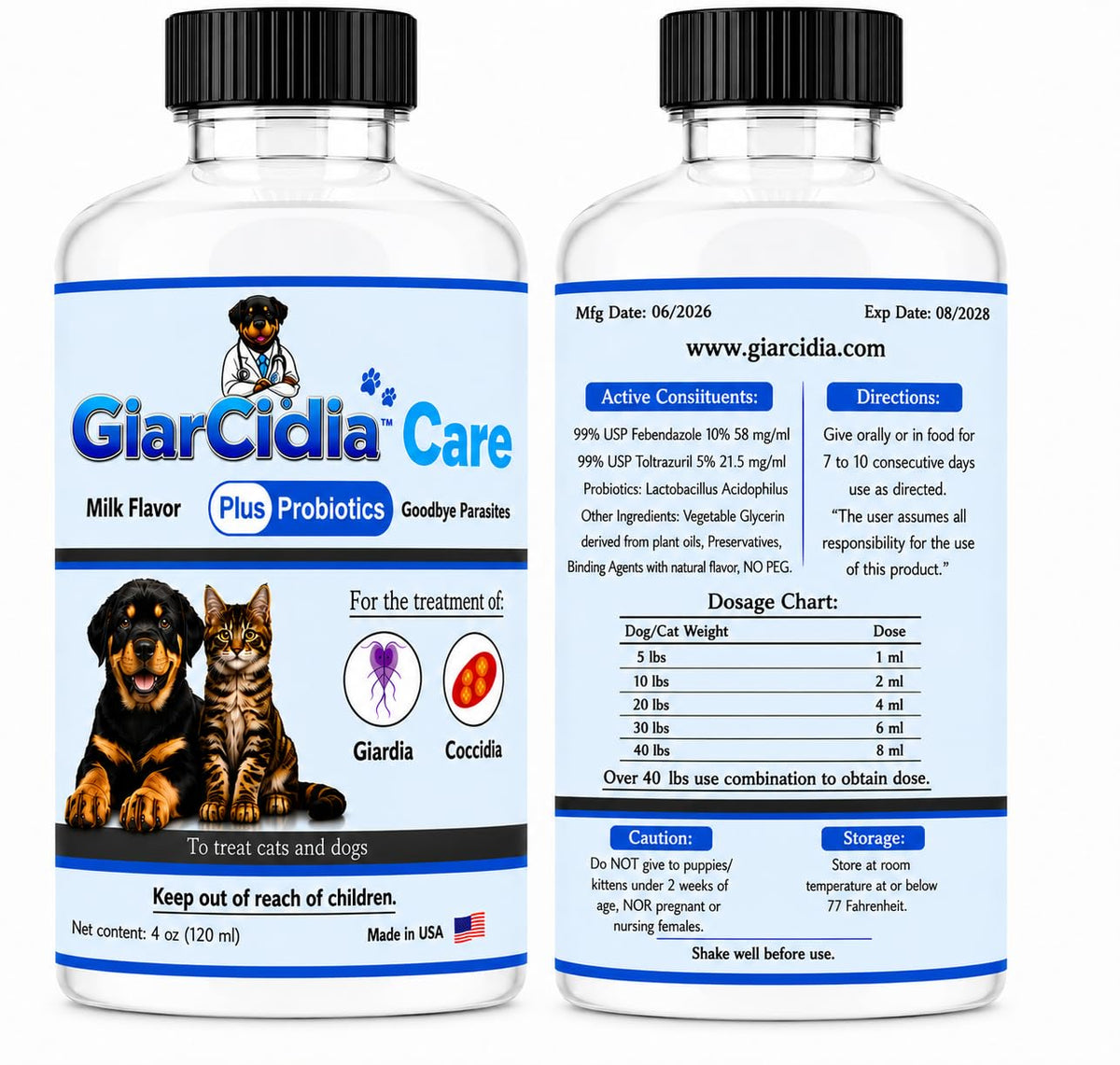 Milk Flavor Dewormer for Cats & Dogs 120ml with Dropper P26250