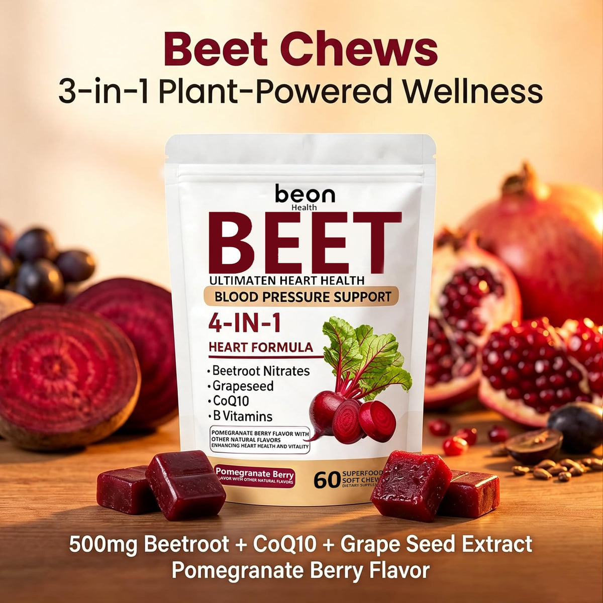 60 Count Beet Chews Supplement with 500mg G60044