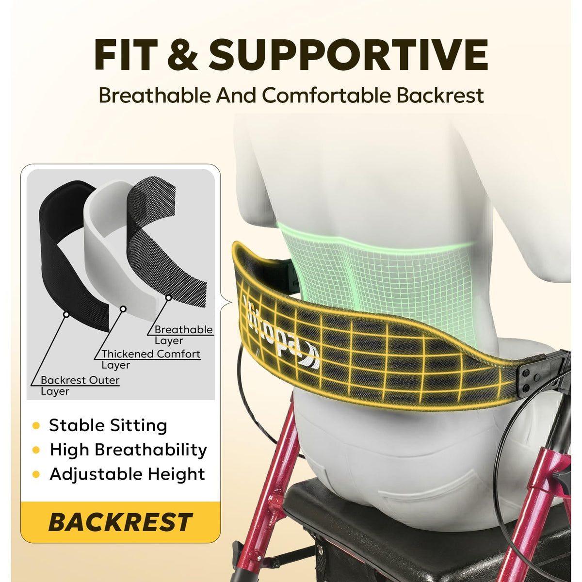 Foldable Rollator with Seat J178