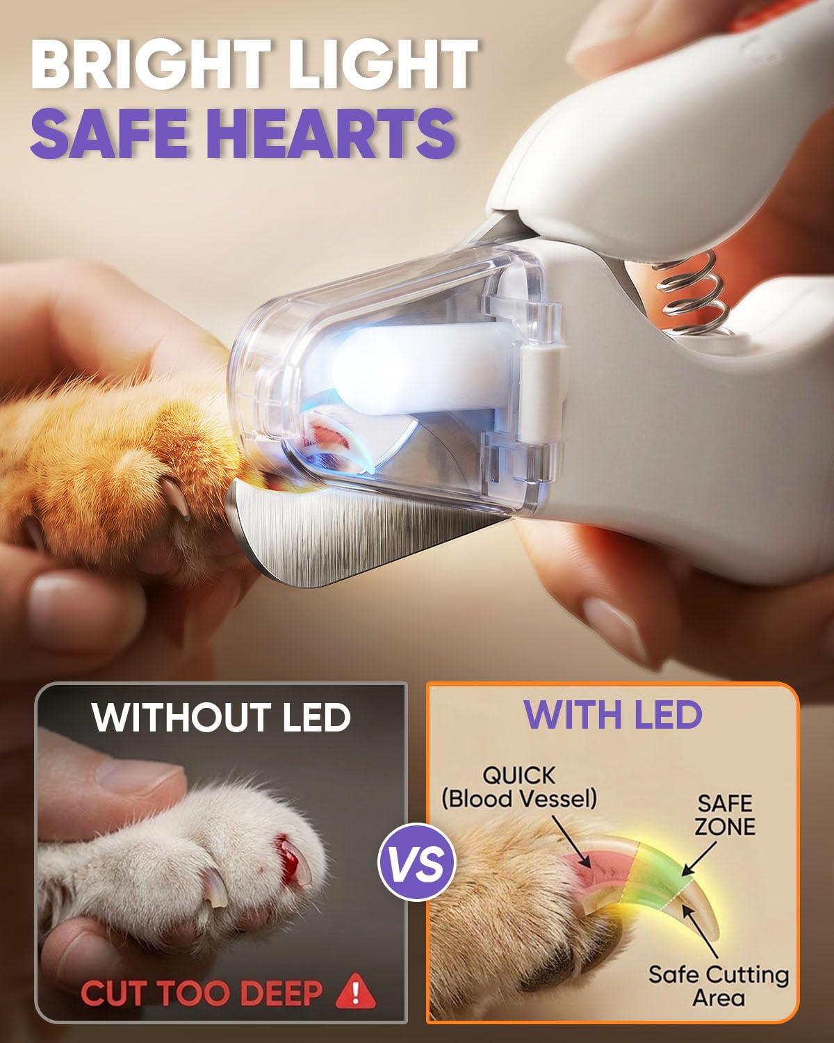 2-in-1 Cat & Dog Nail Clippers with Grinder and LED Lights Q69152