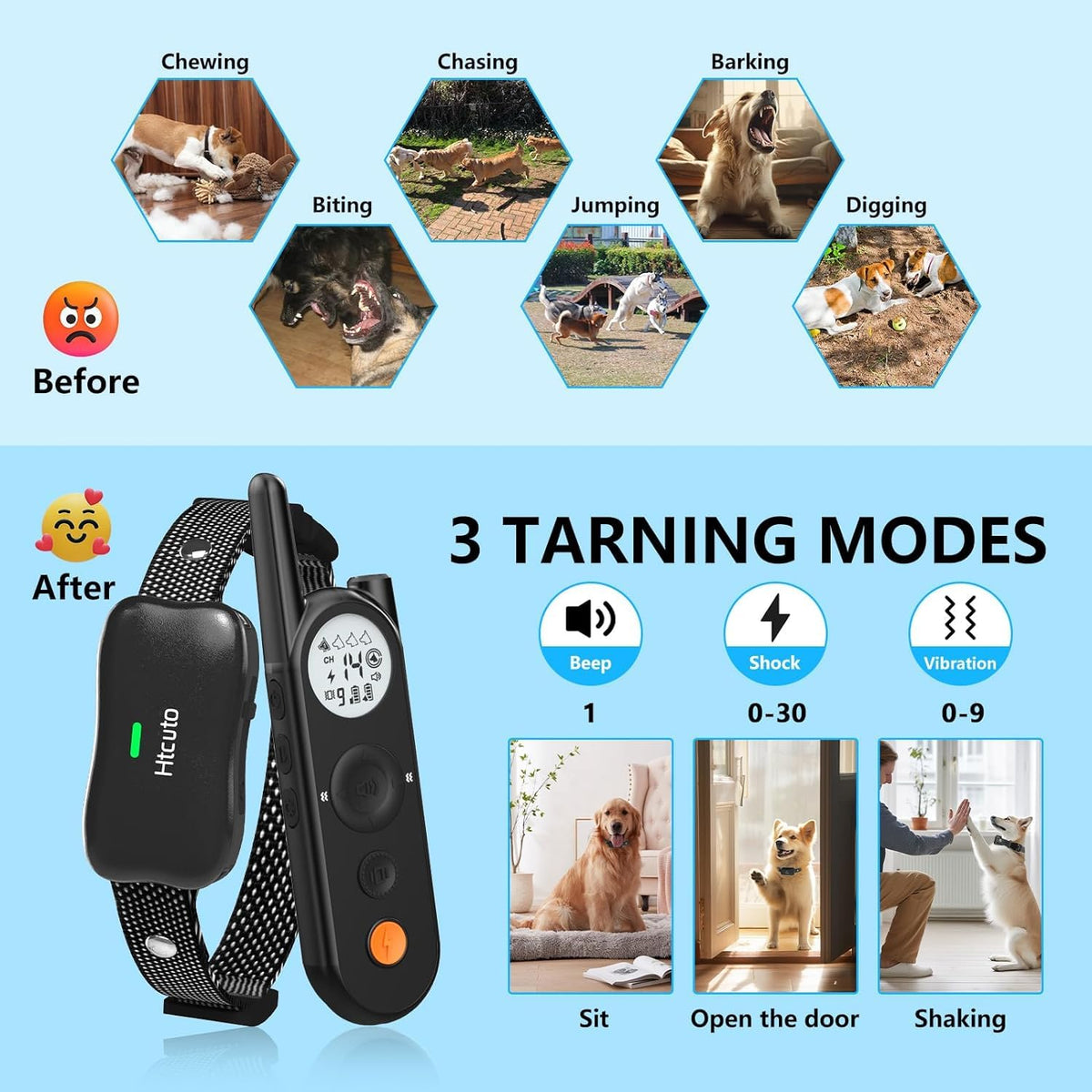 Wireless Dog Fence & Electronic Training Collar 2 in 1, IPX7 Waterproof R547