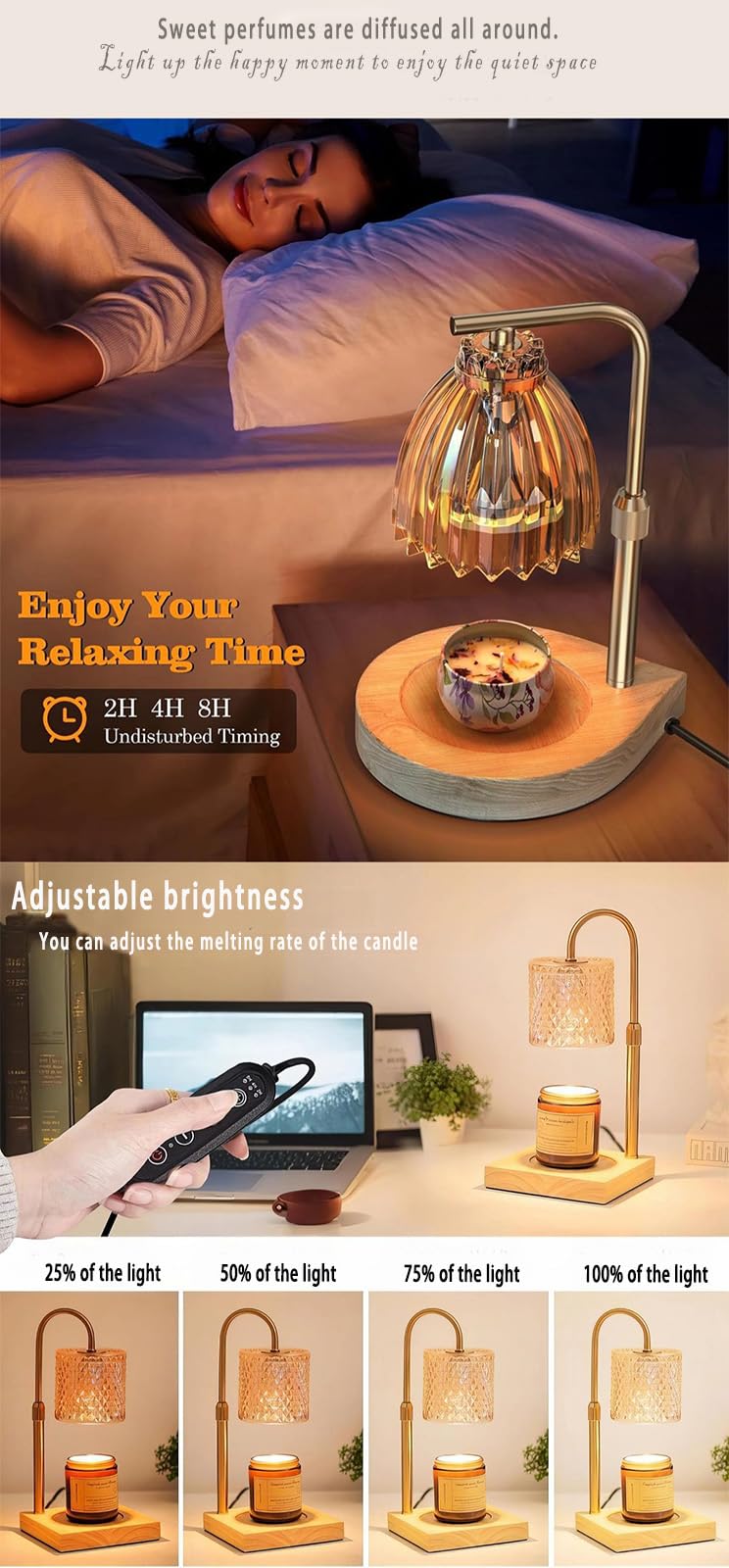 Adjustable Dimmable Candle Warmer Lamp with 2 Bulbs F57396