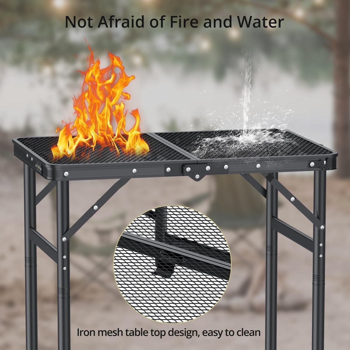 2ft Folding Camping Grill Table Black N134100