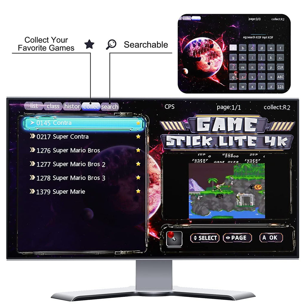 Black Wireless Retro Game Console with 2.4G Controllers I11507