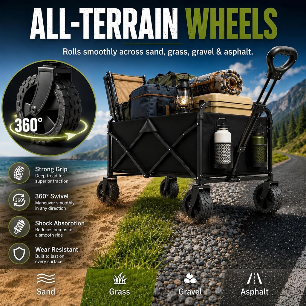 Foldable Wagon Cart with All Terrain Wheels T704869