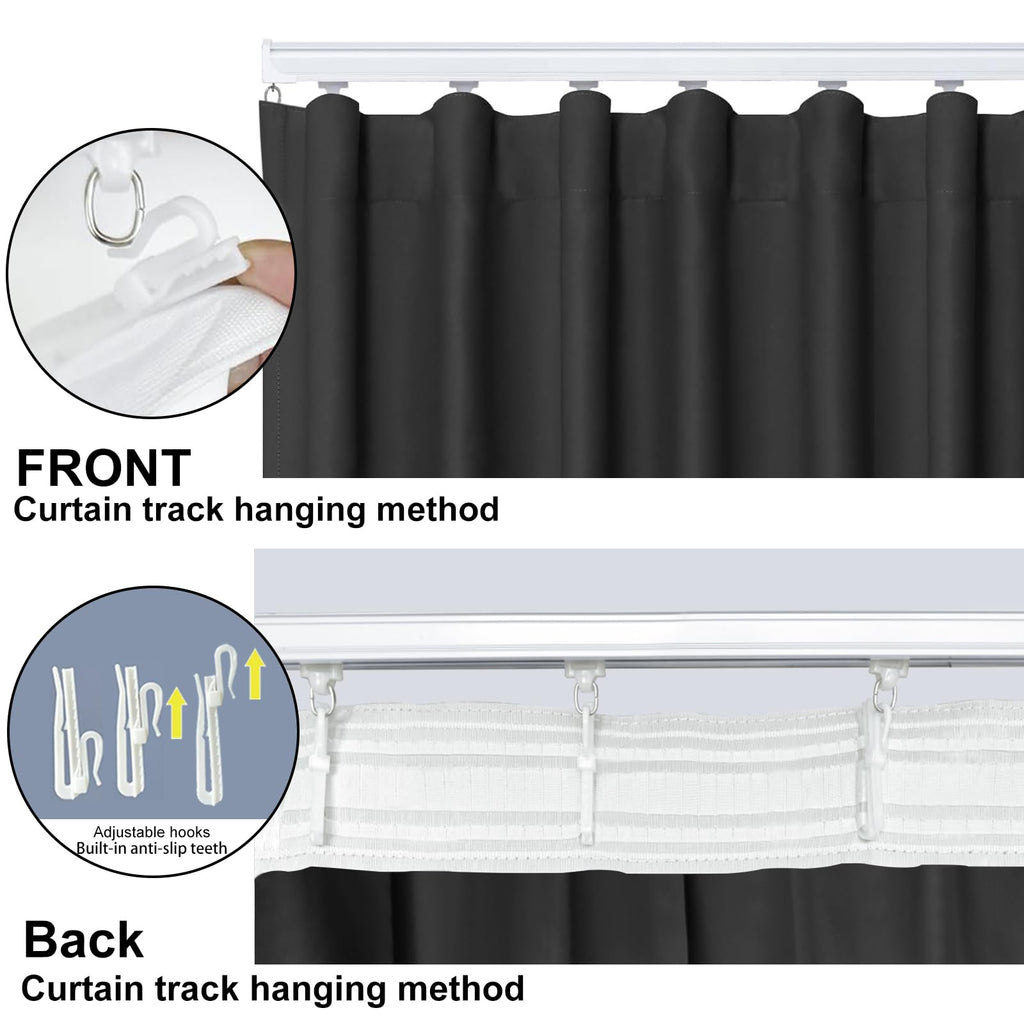 Blackout Room Divider Curtains with Hooks 1 Panel W100 × L84 Inch Black D880621