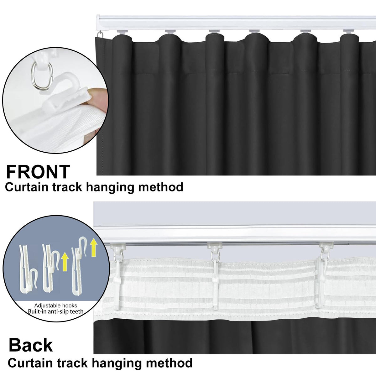 Blackout Room Divider Curtains with Hooks 1 Panel W100 × L84 Inch Black D880621