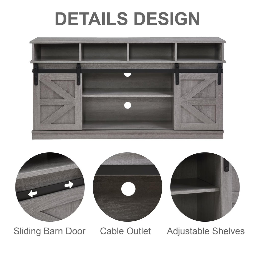 Grey Sliding Barn Door TV Stand P8980