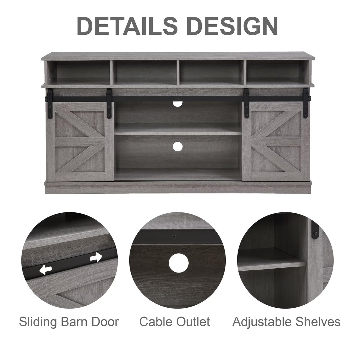 Grey Sliding Barn Door TV Stand P8980