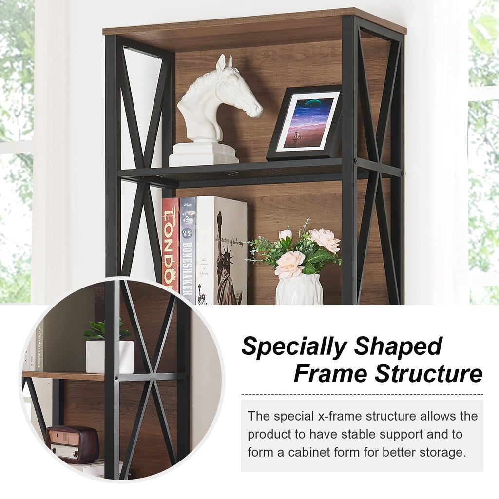 7-Tier Rustic Wood Metal Bookshelf H279368