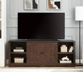 Espresso and Black TV Media Stand with Open Shelves and Closed Cabinets D82158