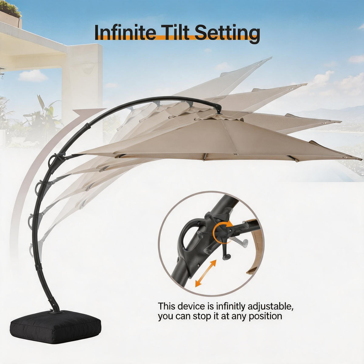 Patio Cantilever Umbrella with Base W933733