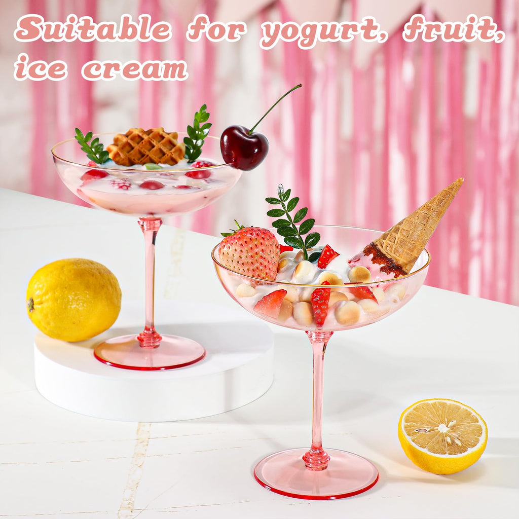 9oz Pink Plastic Martini Glasses Set K19735